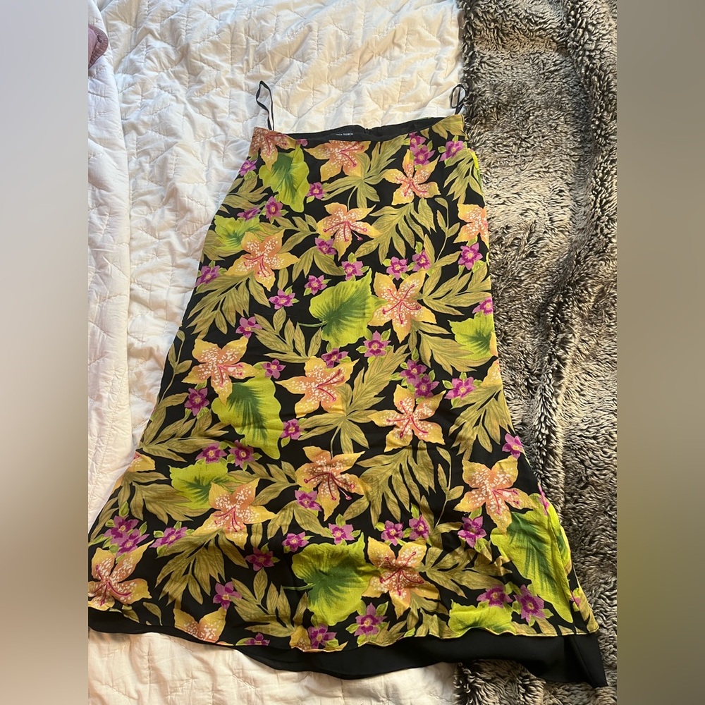 Vintage hibiscus print skirt